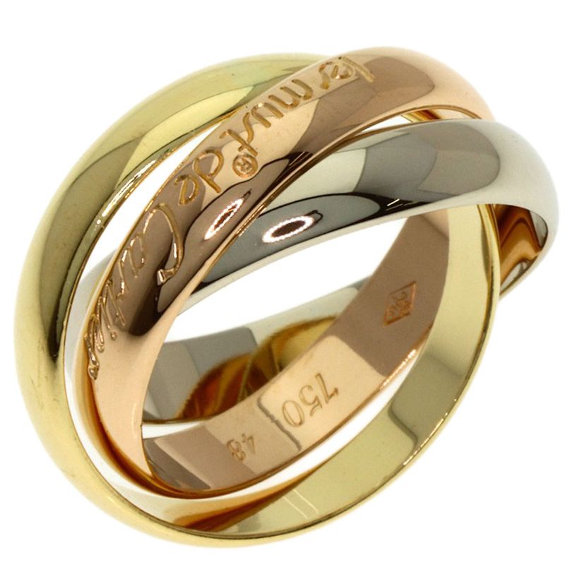 Cartier Trinity 48 Ring 18k Yellow Gold 18k White Pink