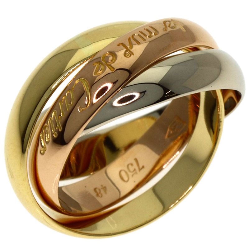 Cartier Trinity 48 Ring 18k Yellow Gold 18k White Pink
