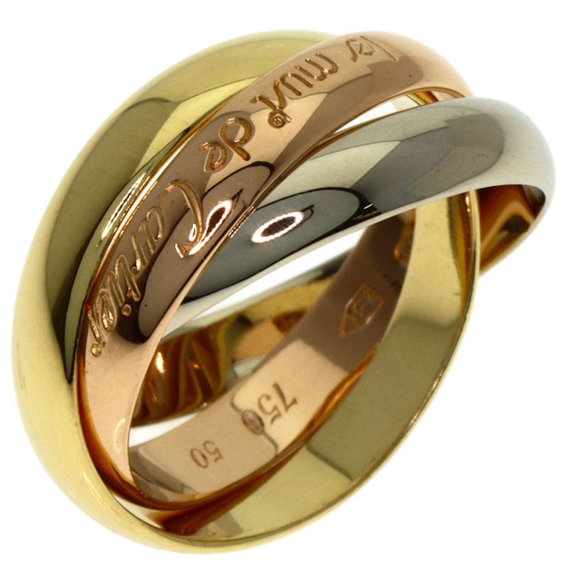 Cartier Trinity 50 Ring 18k Yellow Gold 18k White Pink