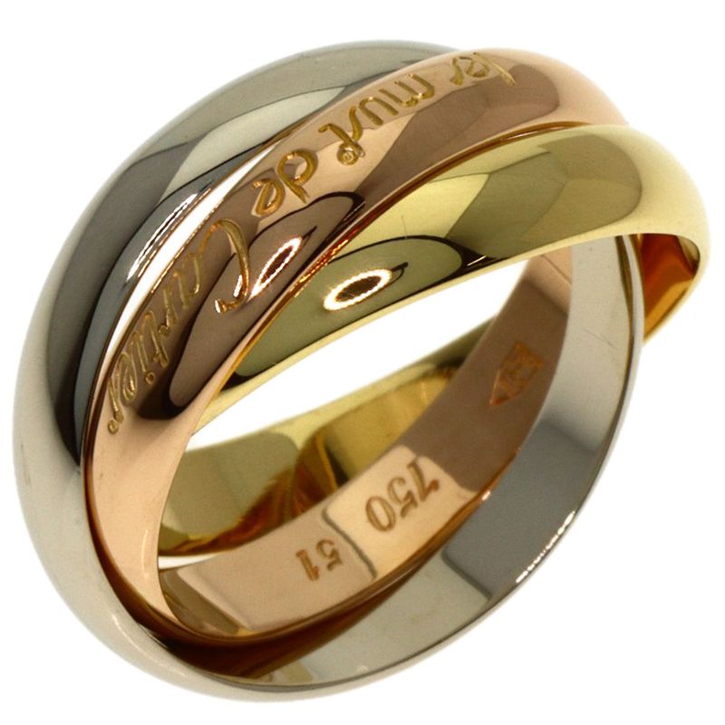 Cartier Trinity 51 Ring 18k Yellow Gold 18k White Pink