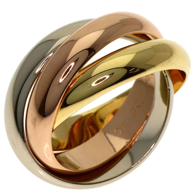 Cartier Trinity MM 46 Ring 18k Yellow Gold 18k White Pink