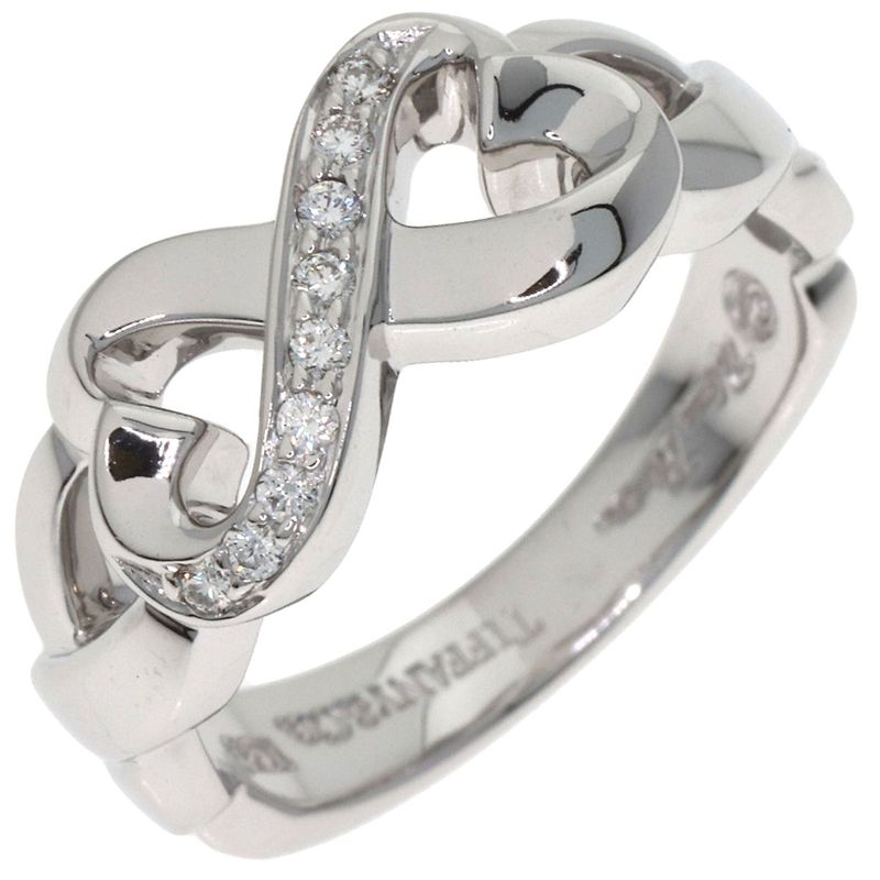 Tiffany & Co Double Loving Heart Diamond Ring 18k White Gold