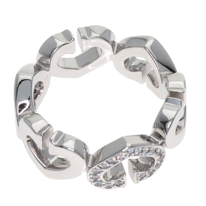 Cartier C Heart Diamond 48 Ring 18k White Gold