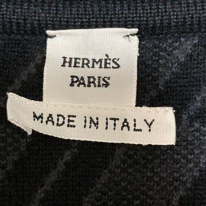 Hermes Bias Zip Up Knit Coat 36 Black