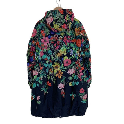 Moncler Eufrasia Flower Print Nylon Reversible Coat 0 Black Multicolor