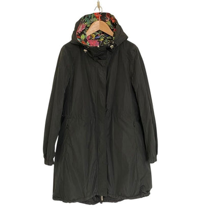 Moncler Eufrasia Flower Print Nylon Reversible Coat 0 Black Multicolor