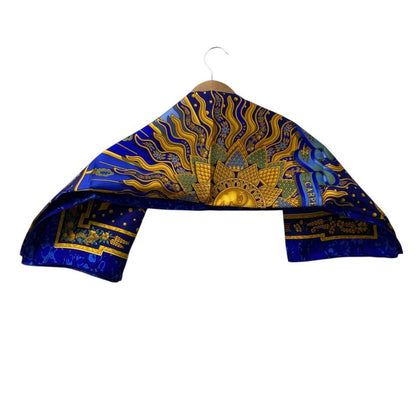 Hermes Carre 90 Carpe Diem Enjoy Your Day Silk Scarf Shawl Blue Multicolor