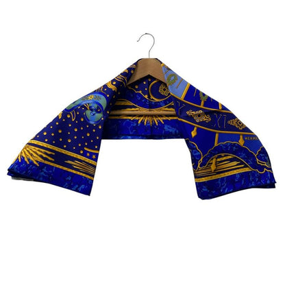 Hermes Carre 90 Carpe Diem Enjoy Your Day Silk Scarf Shawl Blue Multicolor