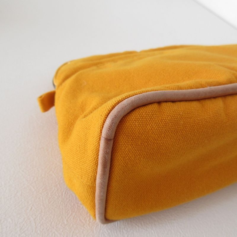 Hermes Bolide Pouch MM Cotton Canvas Cosmetic Yellow