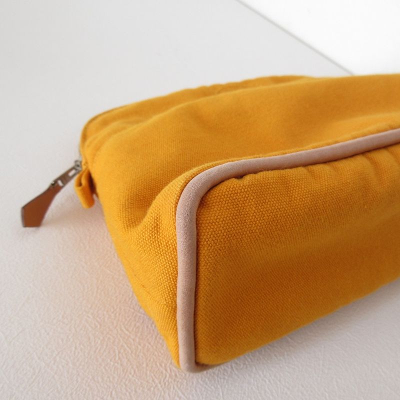 Hermes Bolide Pouch MM Cotton Canvas Cosmetic Yellow