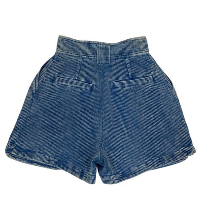 Louis Vuitton Ribbed Denim High Waist Cargo Shorts Da8 36 Blue