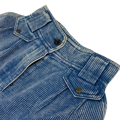 Louis Vuitton Ribbed Denim High Waist Cargo Shorts Da8 36 Blue