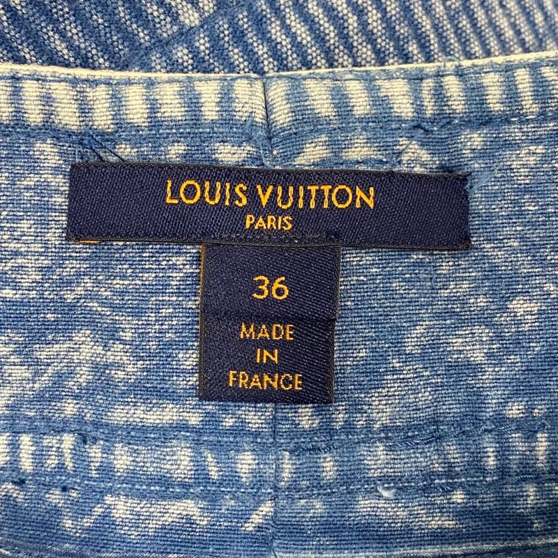 Louis Vuitton Ribbed Denim High Waist Cargo Shorts Da8 36 Blue