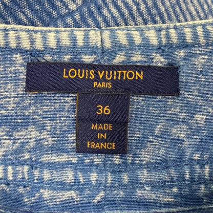 Louis Vuitton Ribbed Denim High Waist Cargo Shorts Da8 36 Blue