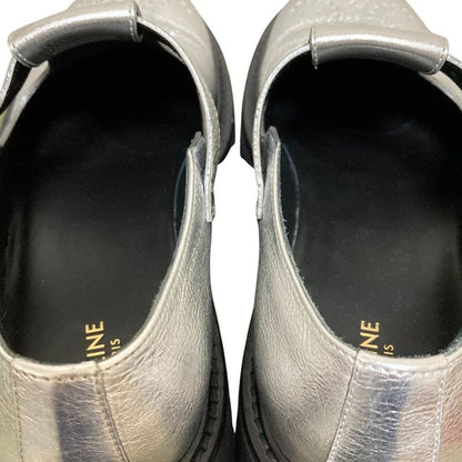 Celine Triomphe T Strap Loafer 37 Silver