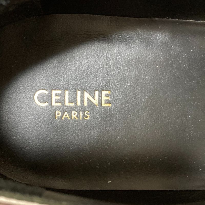 Celine Triomphe T Strap Loafer 37 Silver