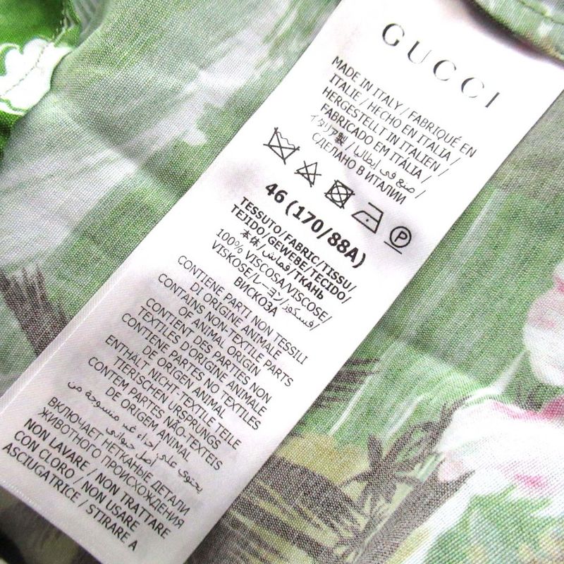 Gucci Hibiscus Pattern Back Print Short Sleeve Open Collar Shirt Aloha 46 170