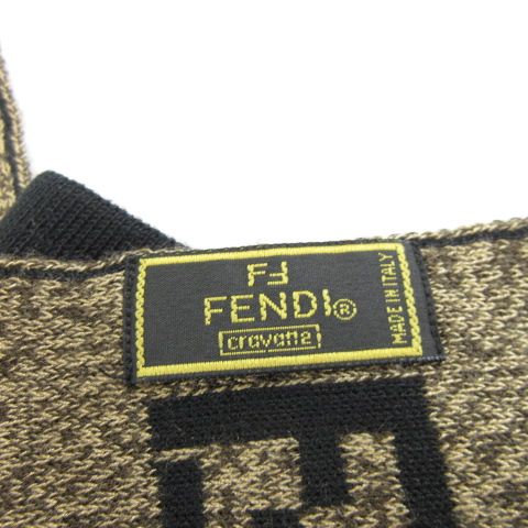 Fendi Scarf Shawl Zucca Pattern Brown Black