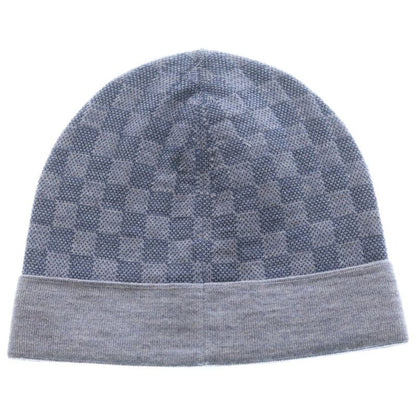 Louis Vuitton Bonnet Petit Knit Hat Beanie Damier Wool Blue