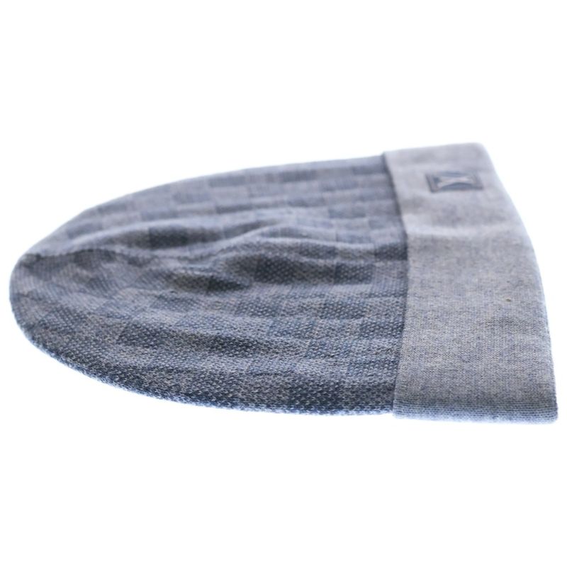 Louis Vuitton Bonnet Petit Knit Hat Beanie Damier Wool Blue