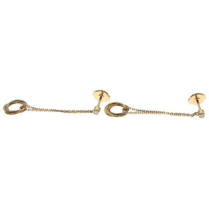 Cartier Trinity 3 Diamond Earrings WG PG Yellow Gold White Pink