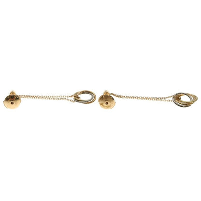 Cartier Trinity 3 Diamond Earrings WG PG Yellow Gold White Pink