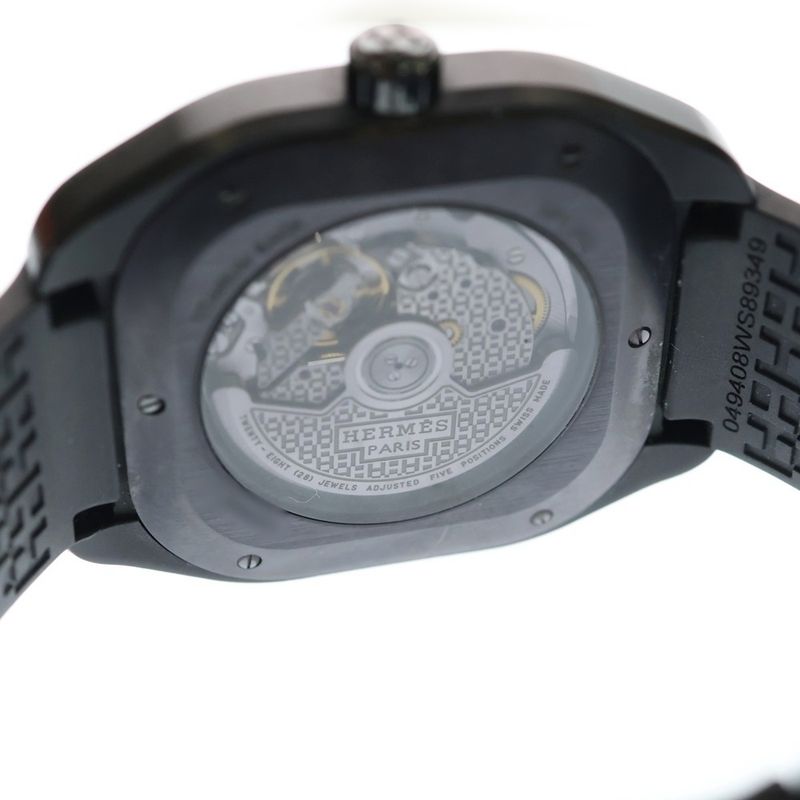 Hermes Black Dial Ti Rubber at Titanium Automatic Watch