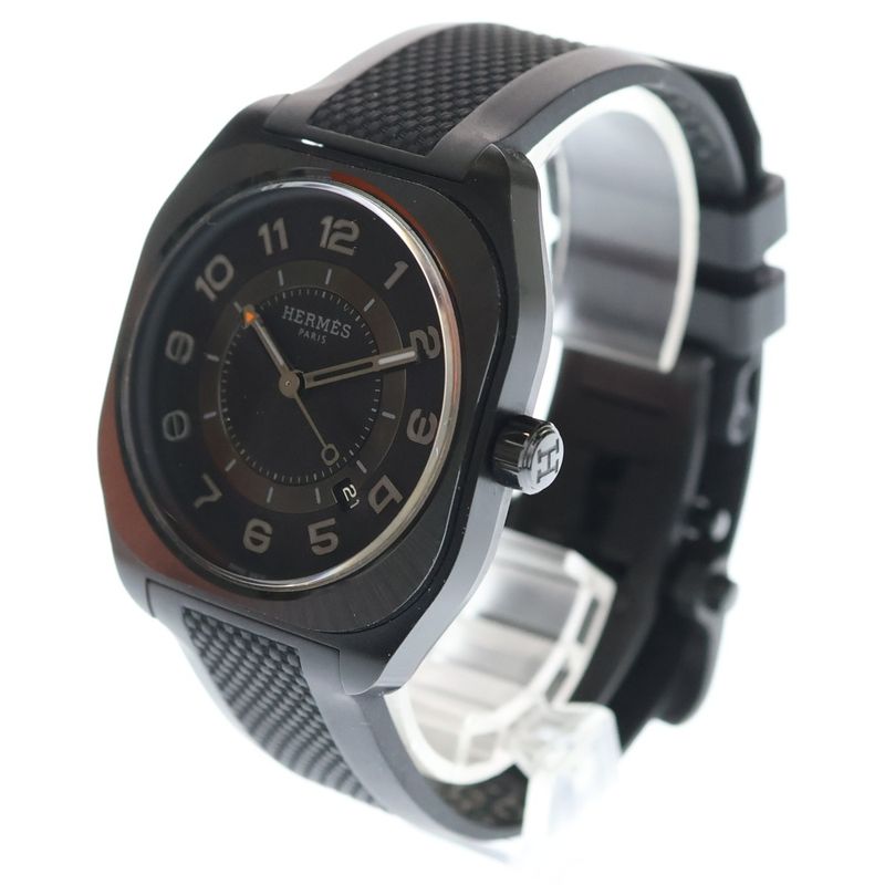 Hermes Black Dial Ti Rubber at Titanium Automatic Watch