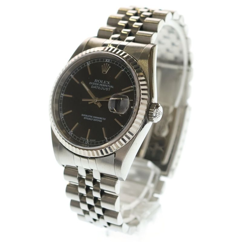Rolex Datejust Black Dial P Number Ss Wg at Stainless Steel White Gold Automatic