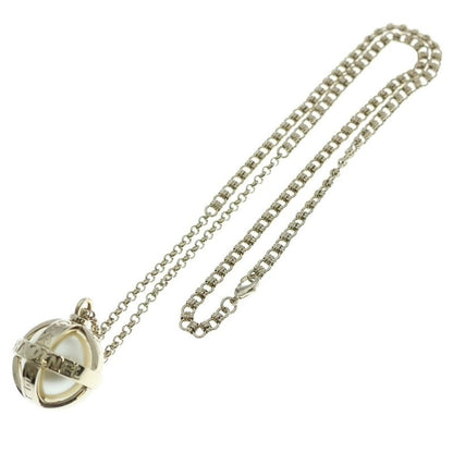 Chanel CC Logo Orb Ball Faux Pearl Necklace Pendant Chain Gold White
