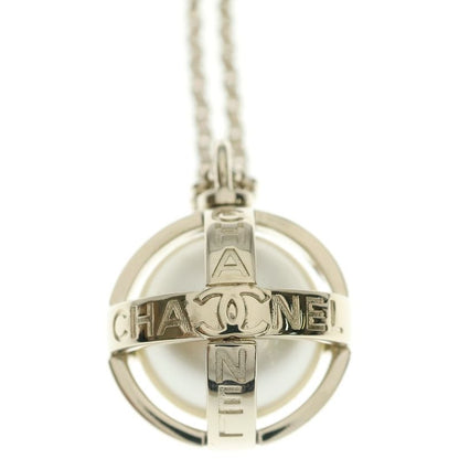 Chanel CC Logo Orb Ball Faux Pearl Necklace Pendant Chain Gold White