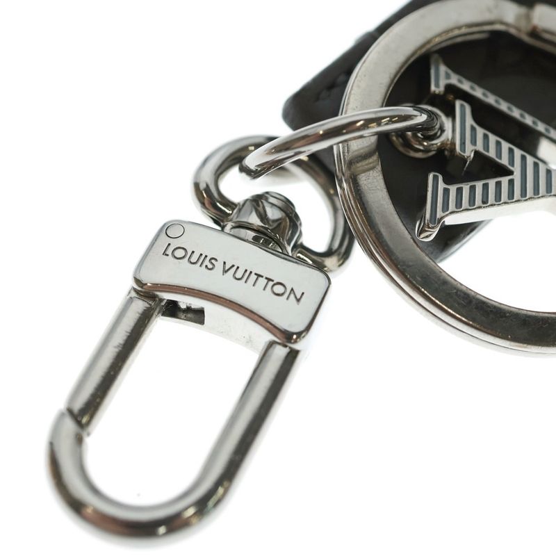 Louis Vuitton Monogram Key Holder Dragonne Bag Charm Gray Leather Silver