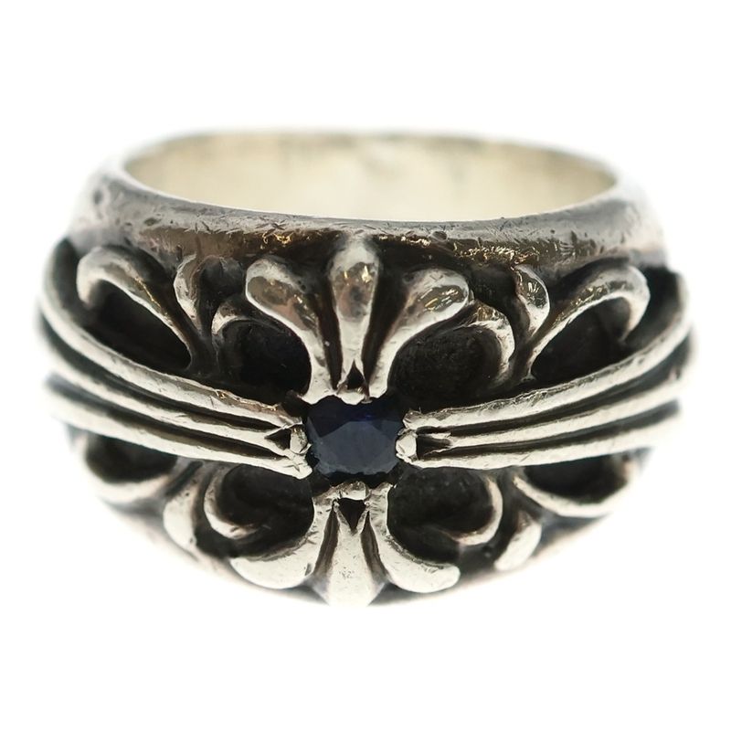 Chrome Hearts Flrl Crs Floral Cross One Point Saffiano Ring Silver