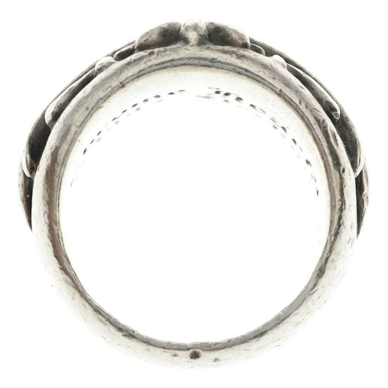 Chrome Hearts Flrl Crs Floral Cross One Point Saffiano Ring Silver
