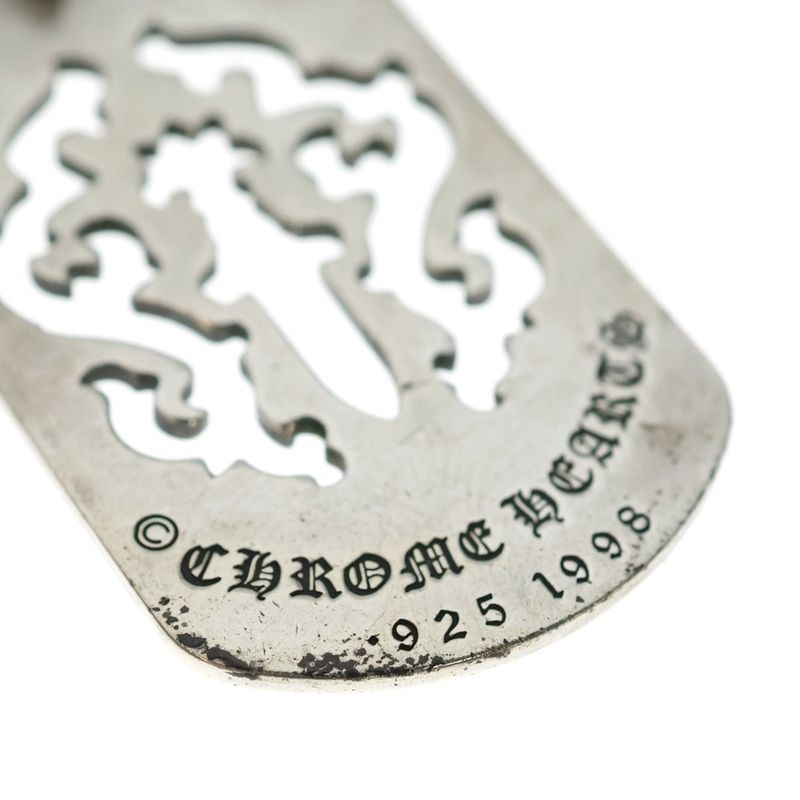 Chrome Hearts D Tag Lrg Dagger Vine Daga Cutout Dog Tag Large Pendant Top Silver
