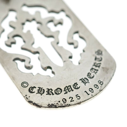 Chrome Hearts D Tag Lrg Dagger Vine Daga Cutout Dog Tag Large Pendant Top Silver