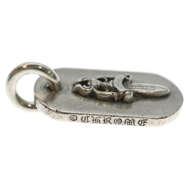Chrome Hearts Raised Dagger Dogtag Dog Tag Pendant Top Silver