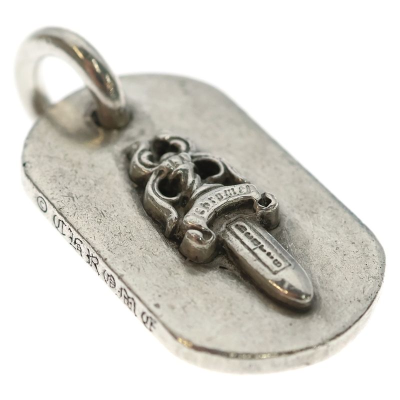 Chrome Hearts Raised Dagger Dogtag Dog Tag Pendant Top Silver