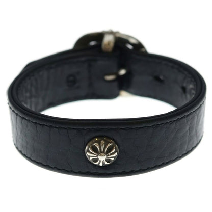 Chrome Hearts Gunslinger Crossball Leather Bracelet Black