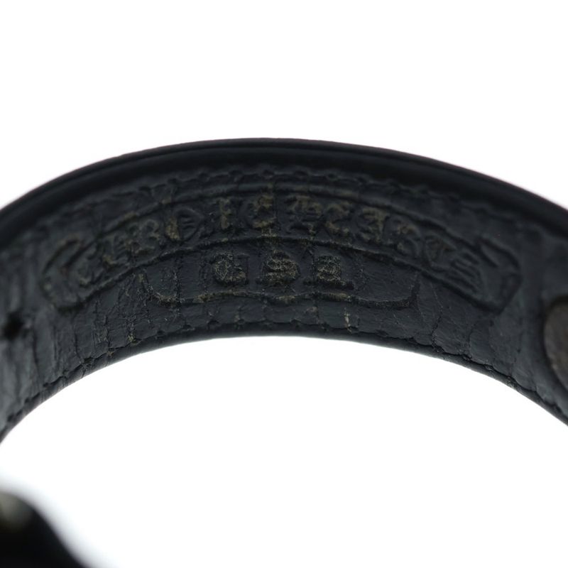 Chrome Hearts Gunslinger Crossball Leather Bracelet Black