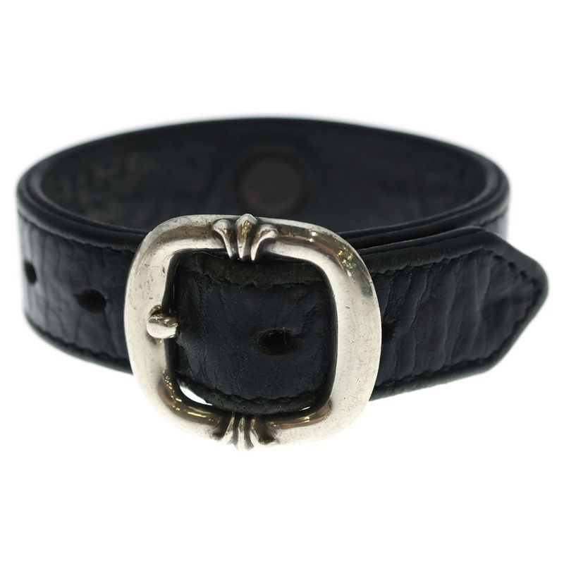 Chrome Hearts Gunslinger Crossball Leather Bracelet Black