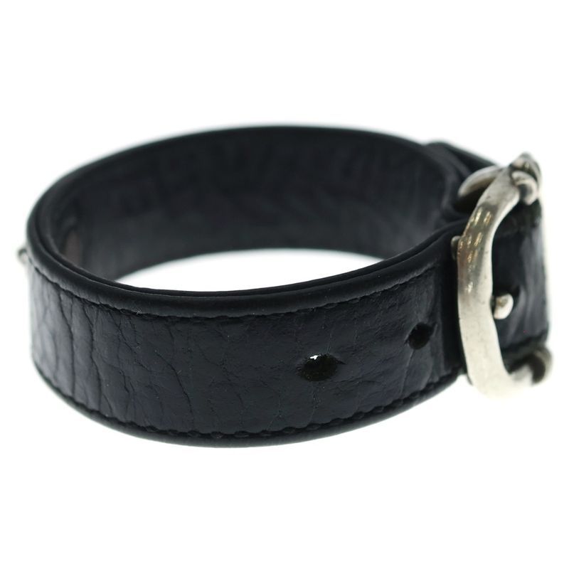 Chrome Hearts Gunslinger Crossball Leather Bracelet Black