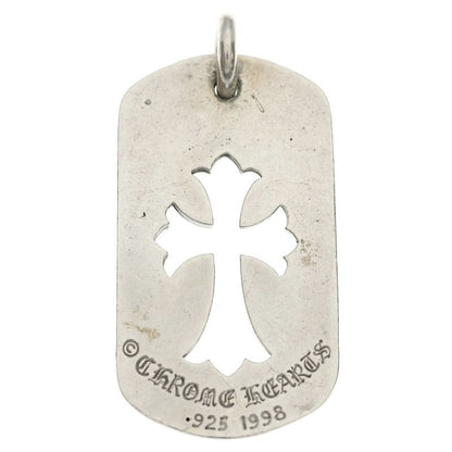 Chrome Hearts D Tag Lrg CO Crs Cutout Cross Large Dog Tag Necklace Top