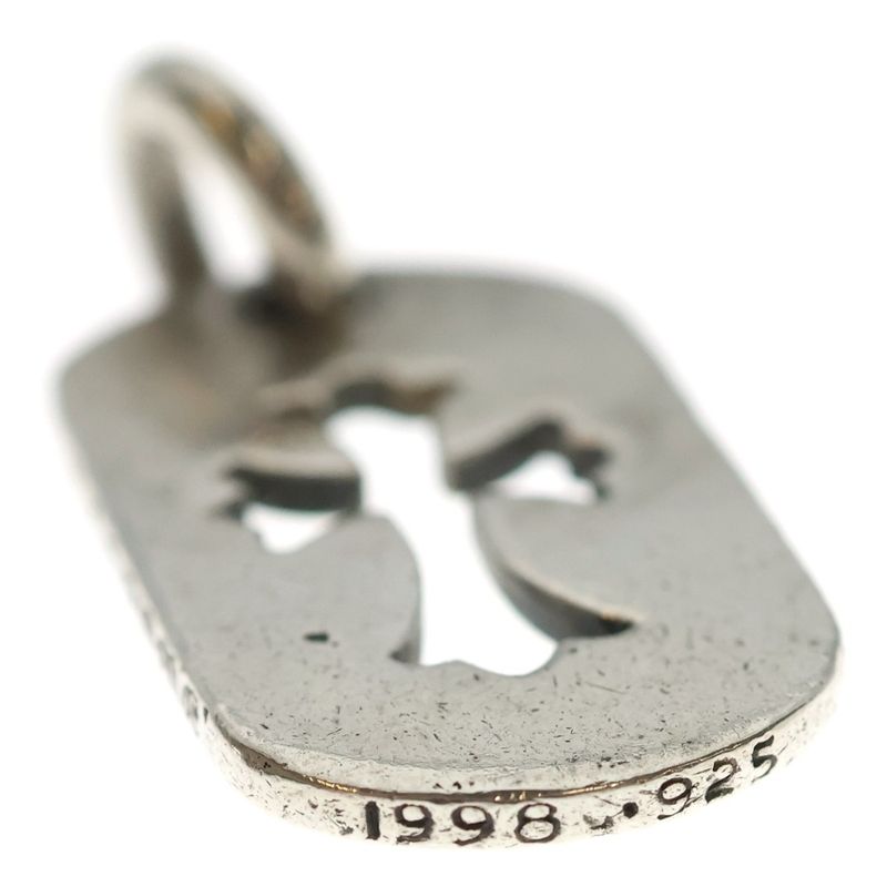 Chrome Hearts D Tag Sml CO Crs Old Cutout Cross Dog Tag Small Pendant Top Silver