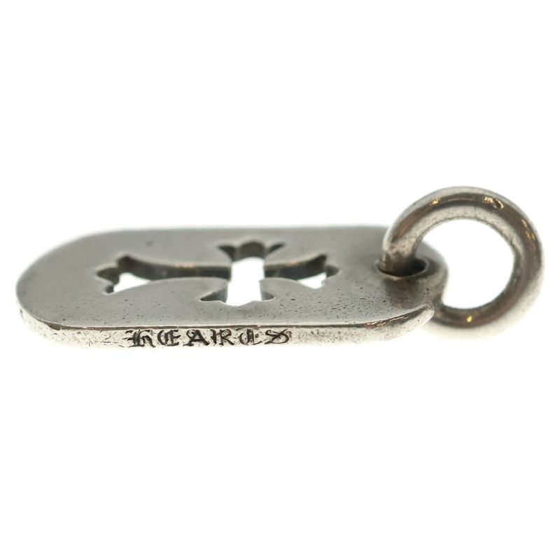Chrome Hearts D Tag Sml CO Crs Old Cutout Cross Dog Tag Small Pendant Top Silver
