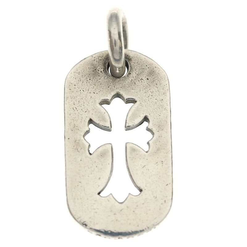 Chrome Hearts D Tag Sml CO Crs Old Cutout Cross Dog Tag Small Pendant Top Silver