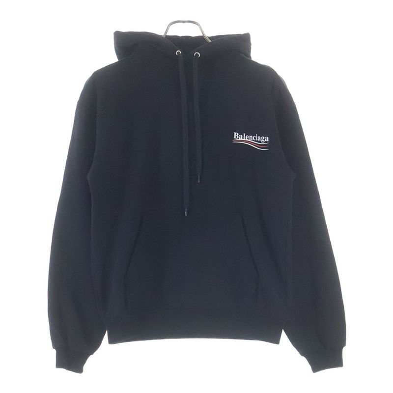 Balenciaga Campaign Logo Print Pullover Sweatshirt Hoodie Black