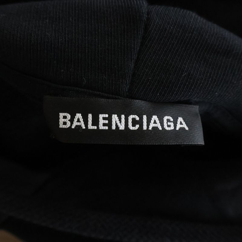 Balenciaga Campaign Logo Print Pullover Sweatshirt Hoodie Black