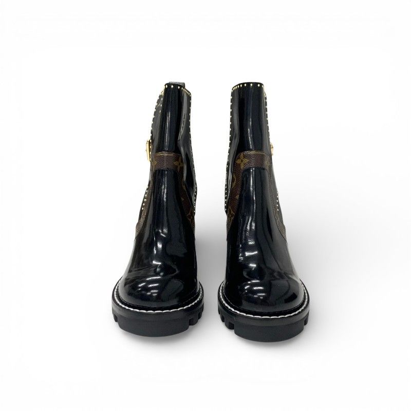 Louis Vuitton Star Trail Line Monogram Boots Short Shoes Leather Black Brown