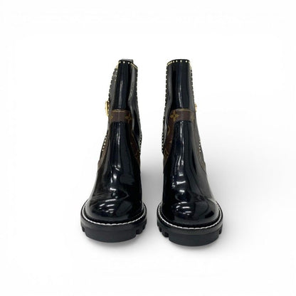 Louis Vuitton Star Trail Line Monogram Boots Short Shoes Leather Black Brown